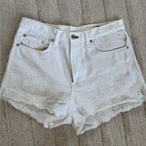 Rag & Bone White Embroidered Jean Shorts